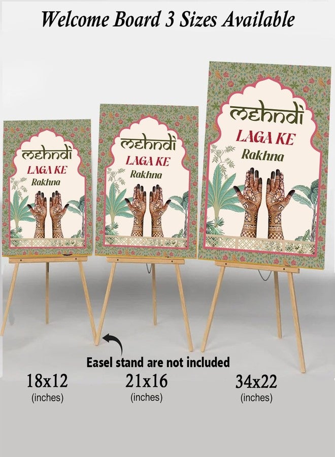 Theme My Party Custom Indian Traditional Mehendi Ceremony Welcome Sign Boards - Personalized Indian Pre Wedding Mehendi Wedding Sign Board - Indian Ceremony Welcome Sign for Mehendi Decoration - Image 4